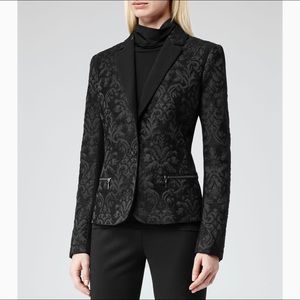 Reiss Black Floral Jacquard Blazer Jacket XS